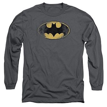 Batman Destroyed Logo Long Sleeve Adult T-shirt