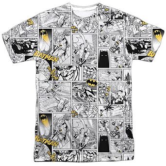Batman Comic All Over Short Sleeve Adult 100% Poly Crew T-shirt