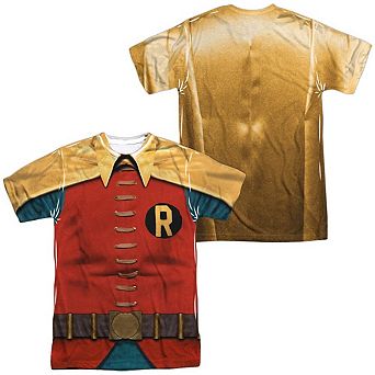 Batman Classic Tv Robin Costume Short Sleeve Adult Poly Crew T-shirt