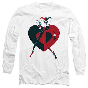 Batman Harely Heart Long Sleeve Adult T-shirt