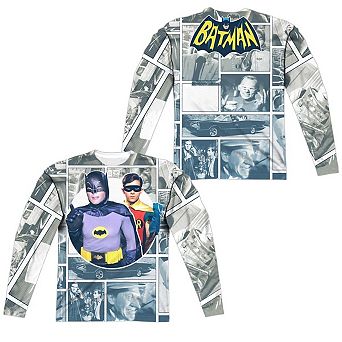 Batman Classic Tv 60s Panels Long Sleeve Adult Poly Crew T-shirt