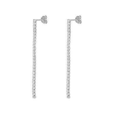 PRIMROSE Sterling Silver Cubic Zirconia Linear Drop Earrings