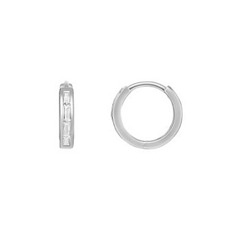 PRIMROSE Sterling Silver Baguette Cubic Zirconia Hoop Earrings