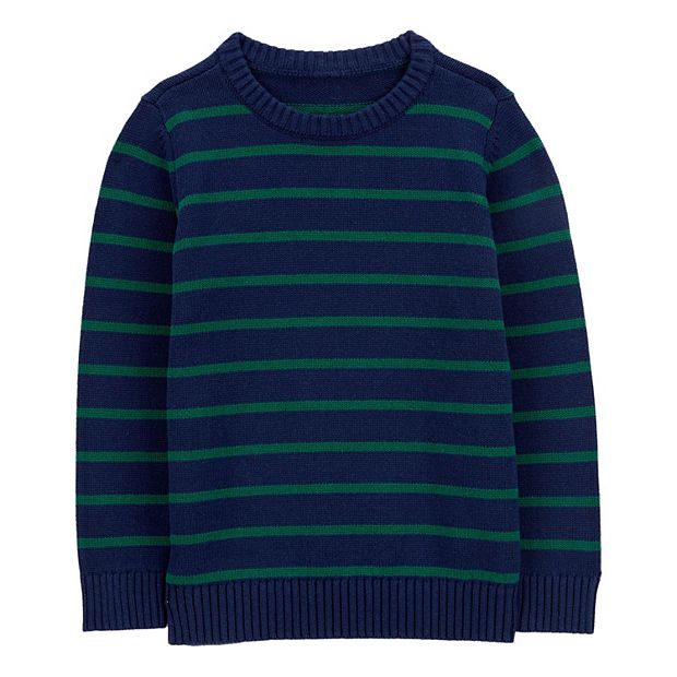 Carter s Kid Navy Green Striped Sweater 6 Navy
