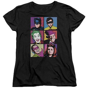 Batman Classic Tv Pop Cast Short Sleeve Womens T-shirt