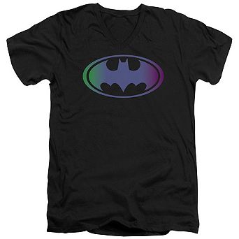 Batman Gradient Bat Logo Short Sleeve Adult V Neck T-shirt
