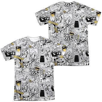 Batman Comic All Over Short Sleeve Adult 100% Poly Crew T-shirt