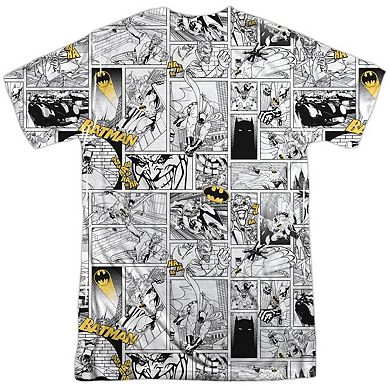Batman Comic All Over Short Sleeve Adult 100% Poly Crew T-shirt