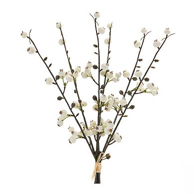Winter Berry Twig Bundle - Ivory (set Of 6)