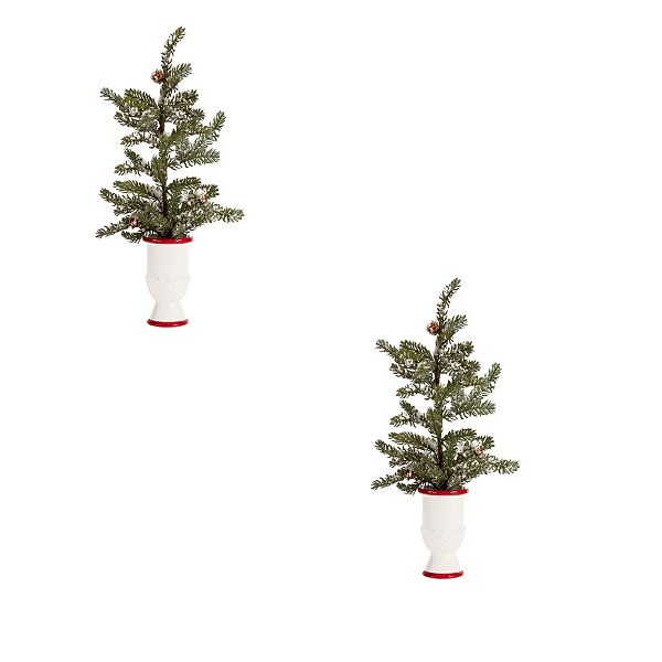 Mini Pine Tree With Ceramic Pot (set Of 2)