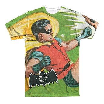 Batman Classic Tv Fighting Back Short Sleeve Adult Poly Crew T-shirt