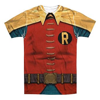 Batman Classic Tv Robin Costume Short Sleeve Adult Poly Crew T-shirt