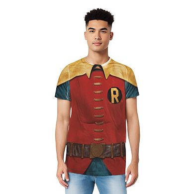 Batman Classic Tv Robin Costume Short Sleeve Adult Poly Crew T-shirt