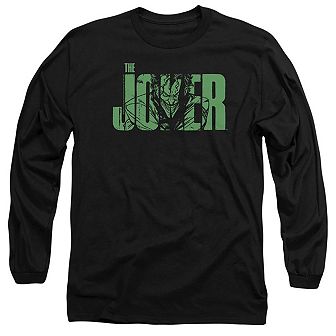Batman Joker Text On Black Long Sleeve Adult T-shirt