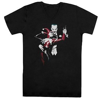Batman Harley And Joker Short Sleeve Adult V Neck T-shirt