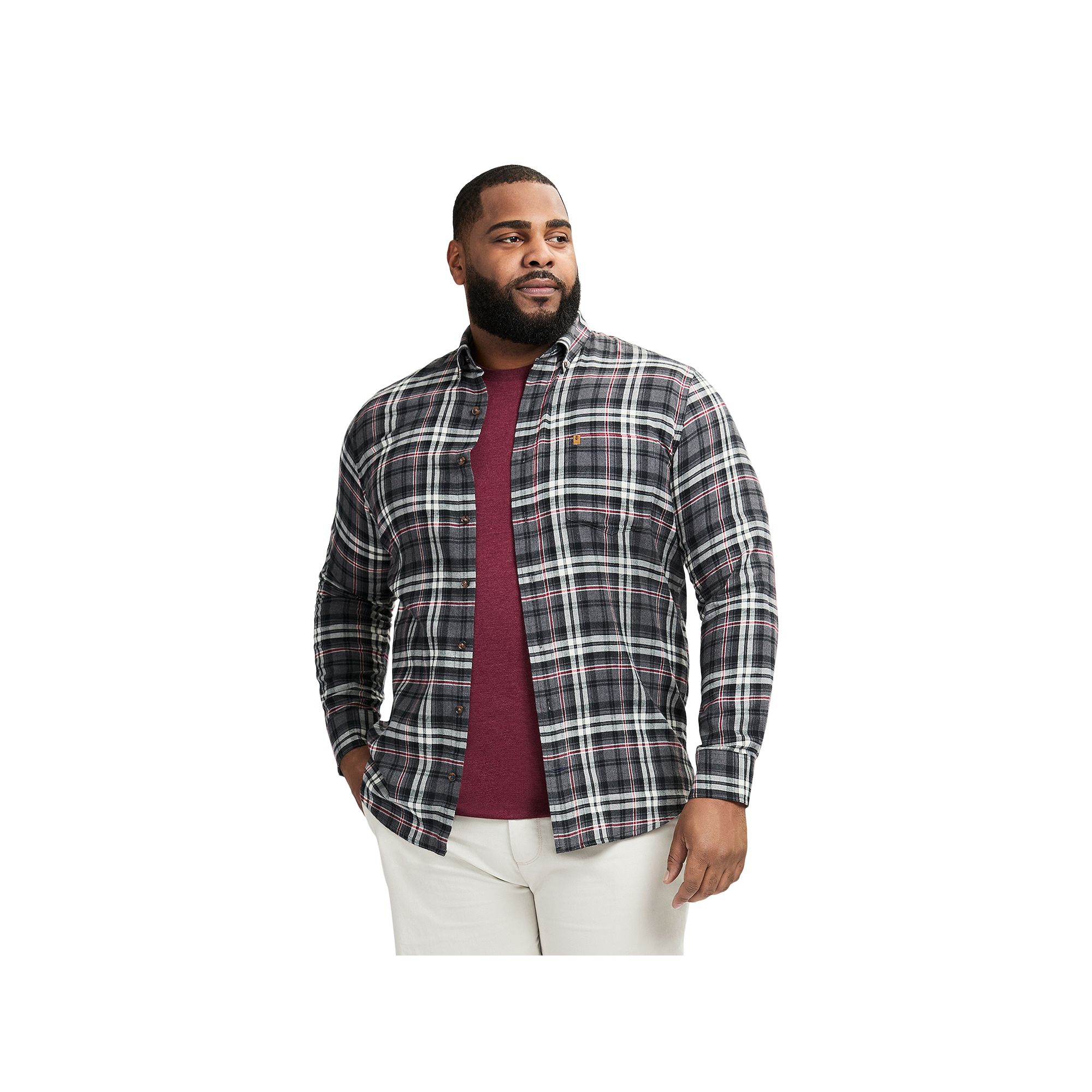 Big & Tall IZOD Stratton Flannel Long Sleeve Button Down Shirt, Mens, Size