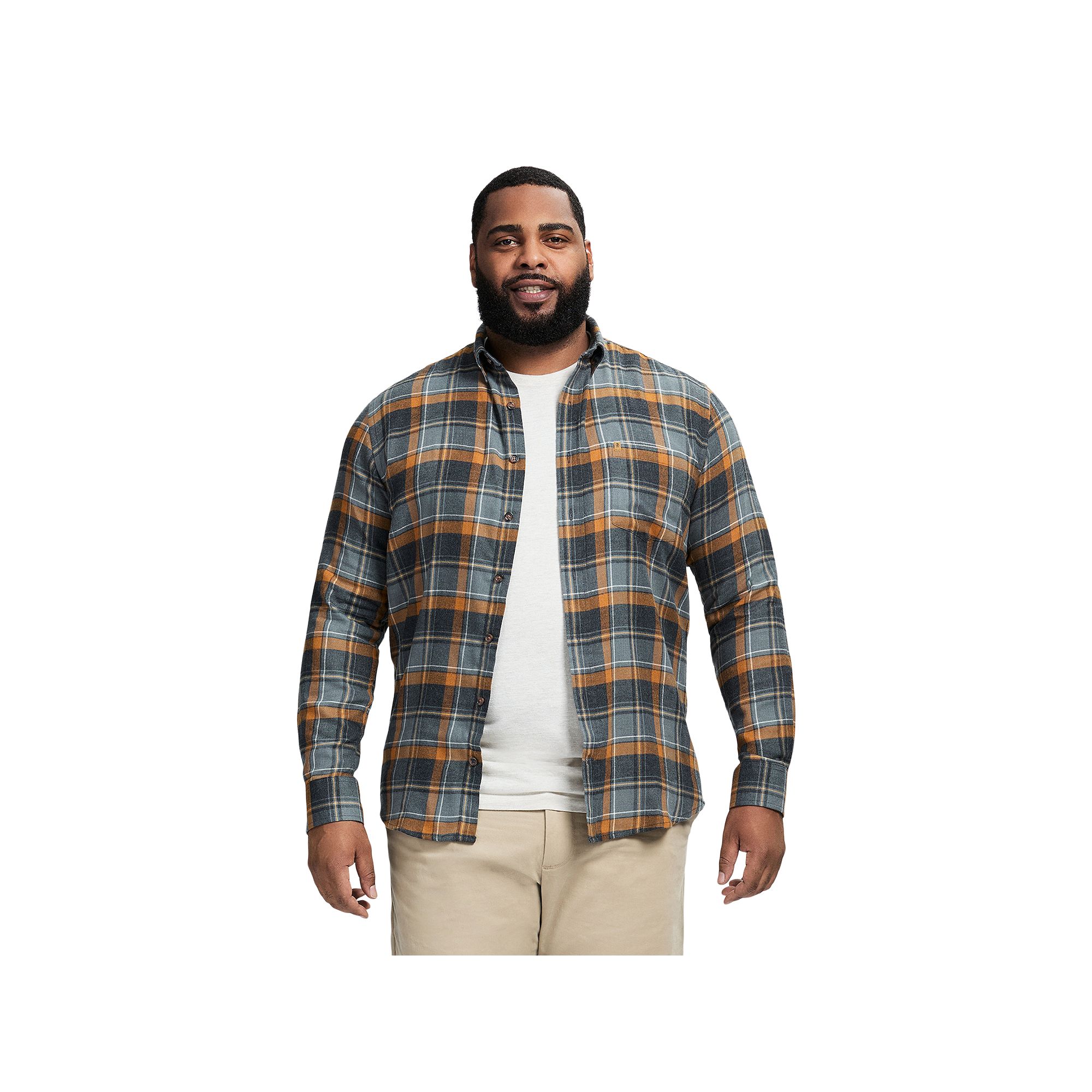 Big & Tall IZOD Stratton Flannel Long Sleeve Button Down Shirt, Mens, Size
