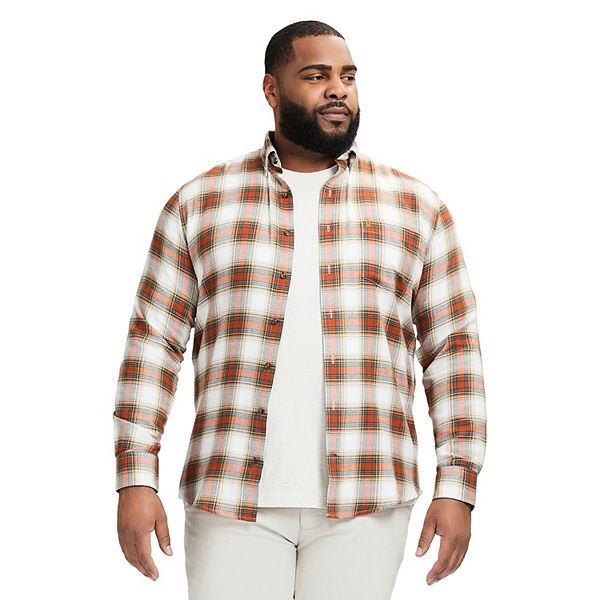 Big & Tall IZOD Stratton Flannel Long Sleeve Button Down Shirt Color: Light Gingerbread Size: 2XB