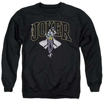 Batman Joker Varsity On Black Adult Crewneck Sweatshirt