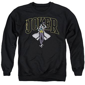 Batman Joker Varsity On Black Adult Crewneck Sweatshirt