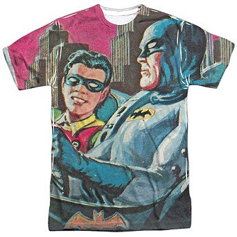 Batman Classic Tv Bat Signal Short Sleeve Adult Poly Crew T-shirt