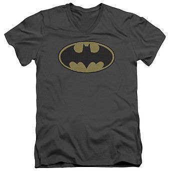 Batman Little Logos Short Sleeve Adult V Neck T-shirt