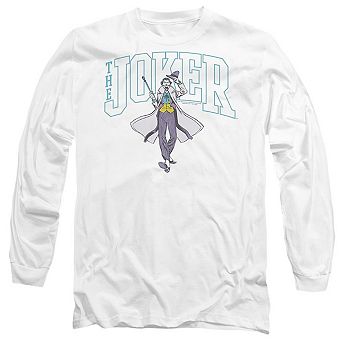 Batman Joker Varsity On White Long Sleeve Adult T-shirt