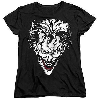 Batman Joker Red On Black Short Sleeve Women´s T-Shirt