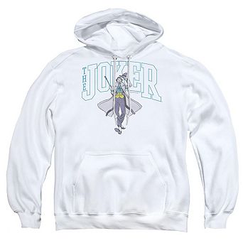 Batman Joker Varsity On White Adult Pull Over Hoodie