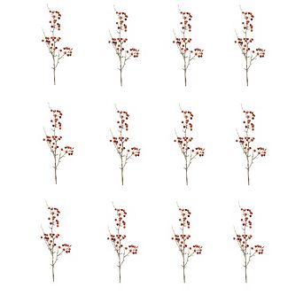 Variegated Orange Berry Pod Spray (set Of 12)