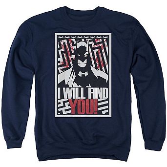 Batman I Will Fnd You Adult Crewneck Sweatshirt
