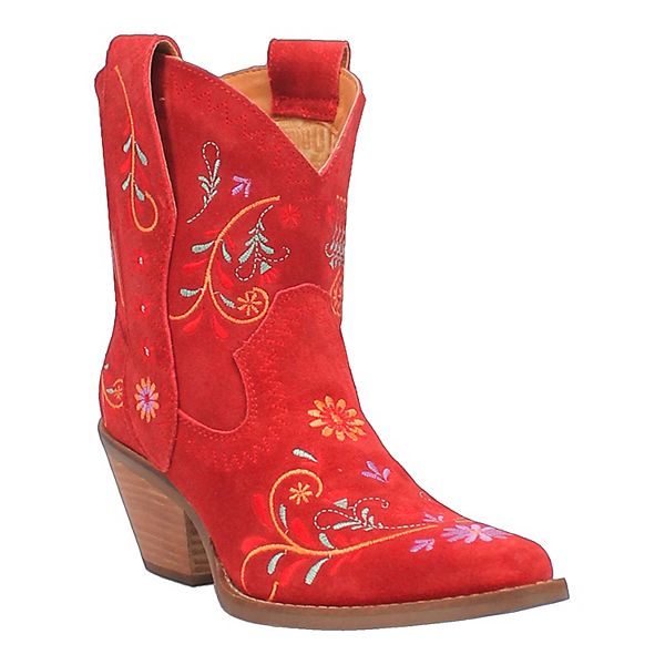 Dingo Womens Sugar Bug Embroidery Floral Round Toe Cowboy Ankle Boots