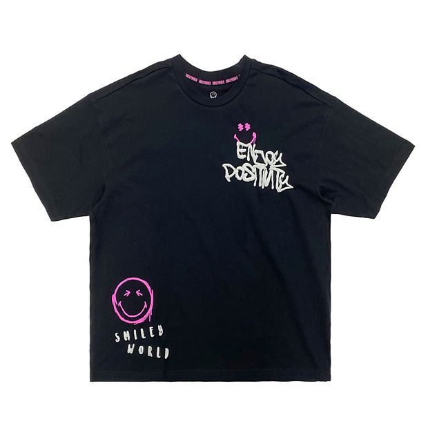 Men's Smileyworld Positive Seeker Oversized Fit Graphic Tee