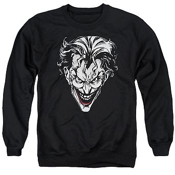 Batman Joker Red On Black Adult Crewneck Sweatshirt
