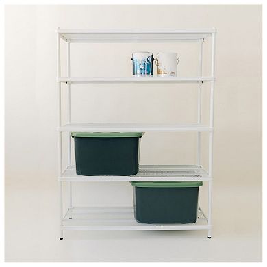 Design Ideas Meshworks 5 Tier Full-size Metal Storage Shelving Unit Rack, White