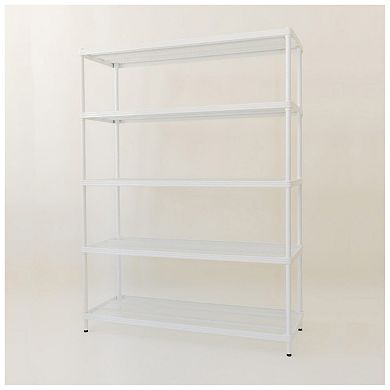 Design Ideas MeshWorks 5 Tier Shelving Unit Rack, Metal Storage Shelves, White