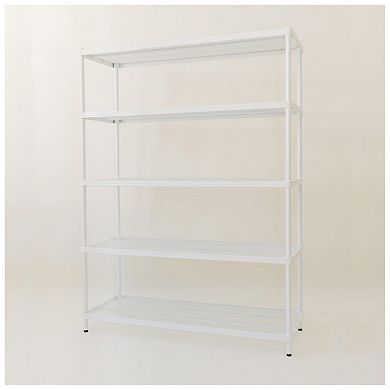 Design Ideas Meshworks 5 Tier Full-size Metal Storage Shelving Unit Rack, White