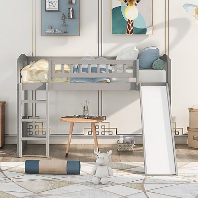 Merax Twin Size Loft Bed With Slide And Ladder