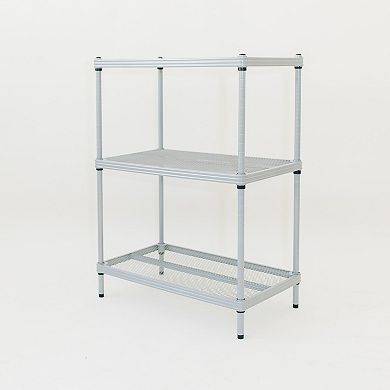 Design Ideas Meshworks 3 Tier Full-size Metal Storage Shelving Unit Rack, Silver