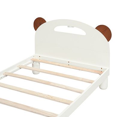Merax Platform Bed With Bear Ears Shaped Headboard And Led