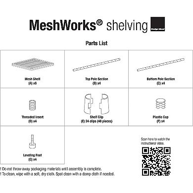 Design Ideas Meshworks 6 Tier Tower Metal Storage Shelving Unit Rack, Sky Blue