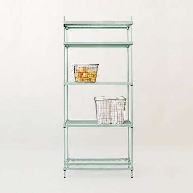 Design Ideas Meshworks 5 Tier Metal Storage Shelving Unit Rack Bookshelf, Green