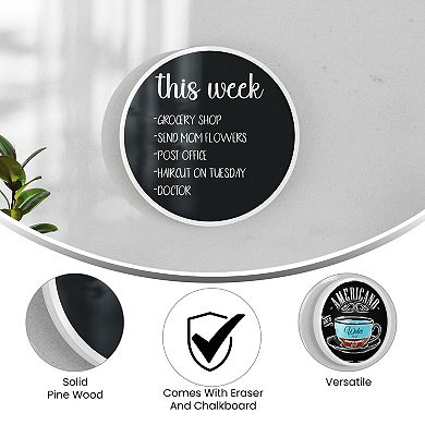 Emma And Oliver Burke Round Wall Mounted Magnetic Chalkboards With Eraser And Chalk