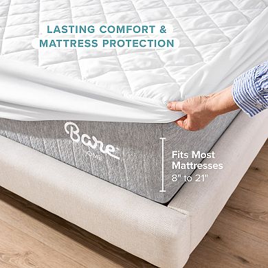 Bare Home Quilted Mattress Pad - Stretch-to-Fit up to 15 Inch Deep Mattresses