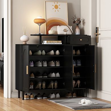 Merax Shoe Cabinet with Arched Doors and Drawer