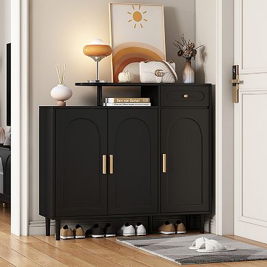 Merax Shoe Cabinet with Arched Doors and Drawer