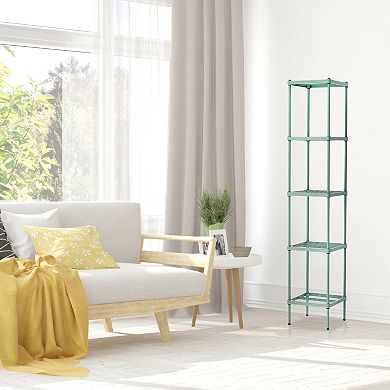 Design Ideas Meshworks 5 Tier Tower Metal Storage Shelving Unit Rack, Sage Green