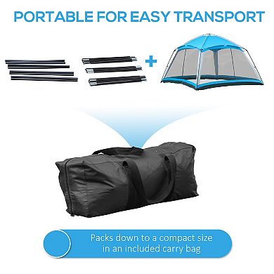 8 Person Camping Tent Screen House Room With Carry Bag And 4 Mesh Walls