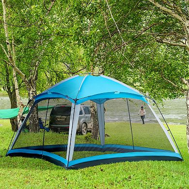 8 Person Camping Tent Screen House Room With Carry Bag And 4 Mesh Walls