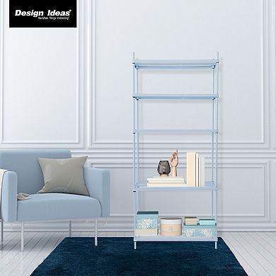 Design Ideas Meshworks 5 Tier Metal Storage Shelving Unit Rack Bookshelf, Blue